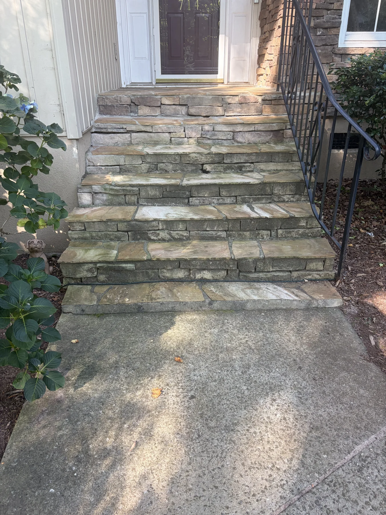 stone steps and front landing before cleaning